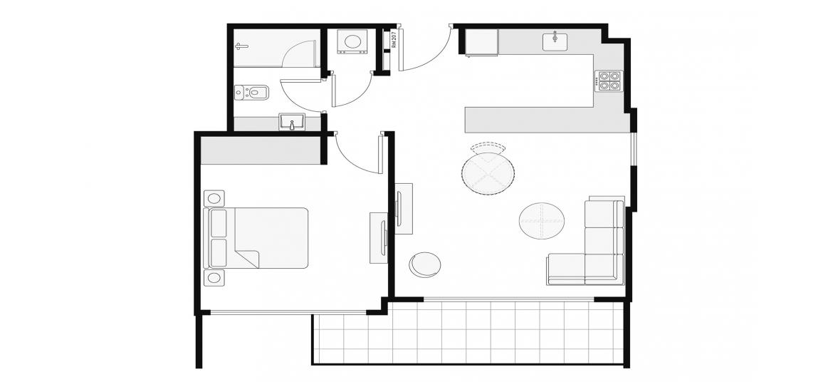 Планировка «65 SQ.M. 1BR TYPE 2» 2 комнаты в ЖК AZIZI AMBER