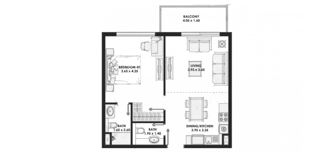 Floor plan «63sqm», 1 bedroom in PEARLZ