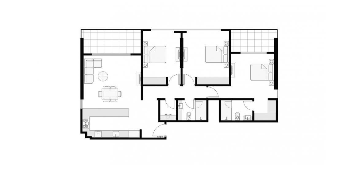 Floor plan «143 SQ.M. 3BR TYPE 2», 3 bedrooms in AZIZI AMBER