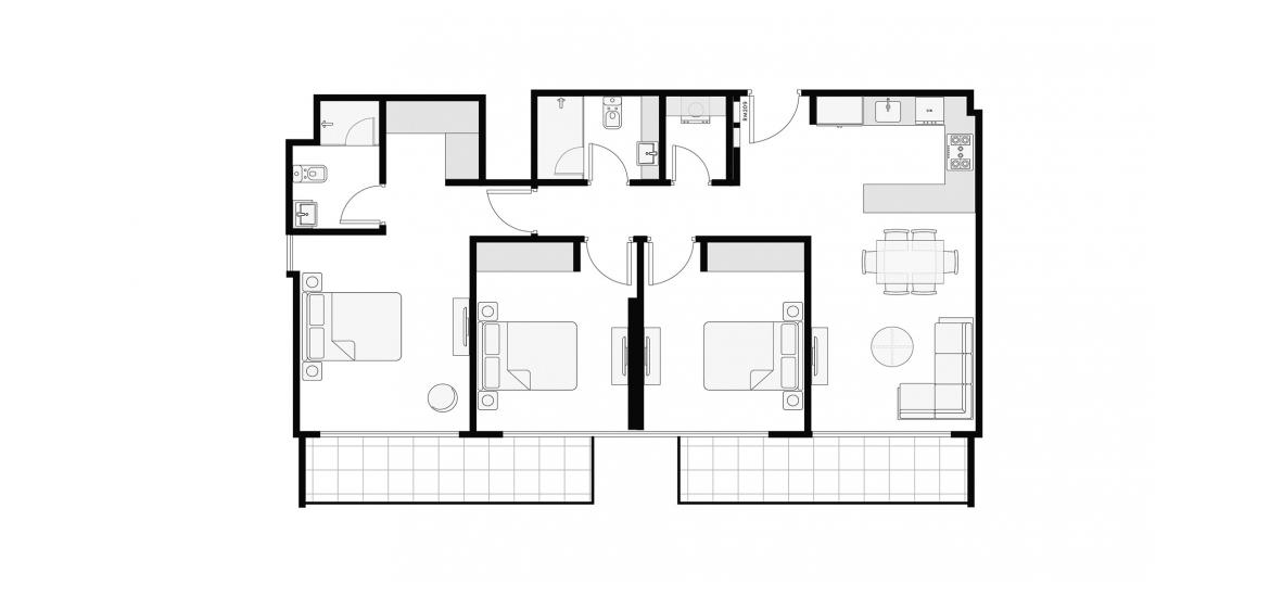 Floor plan «117 SQ.M. 3BR TYPE 1», 3 bedrooms in AZIZI AMBER