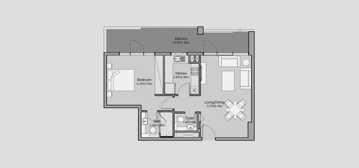 Floor plan «79 SQ.M 1 BR TYPE 03», 1 bedroom in MILLENNIUM TALIA RESIDENCES